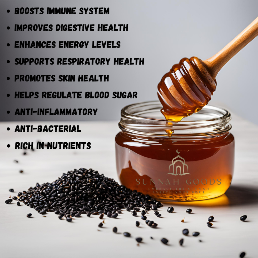 Organic Black Seed Honey - %100 Raw Honey - 500g Glass Jar