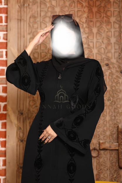 black zip up abaya