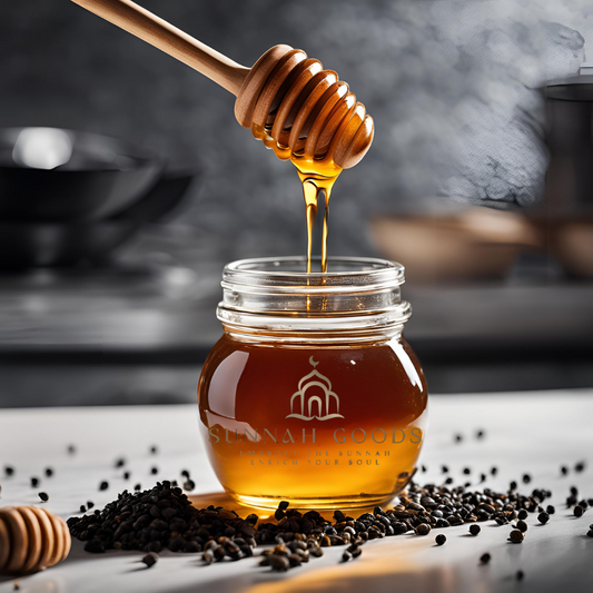 Organic Black Seed Honey - %100 Raw Honey - 500g Glass Jar