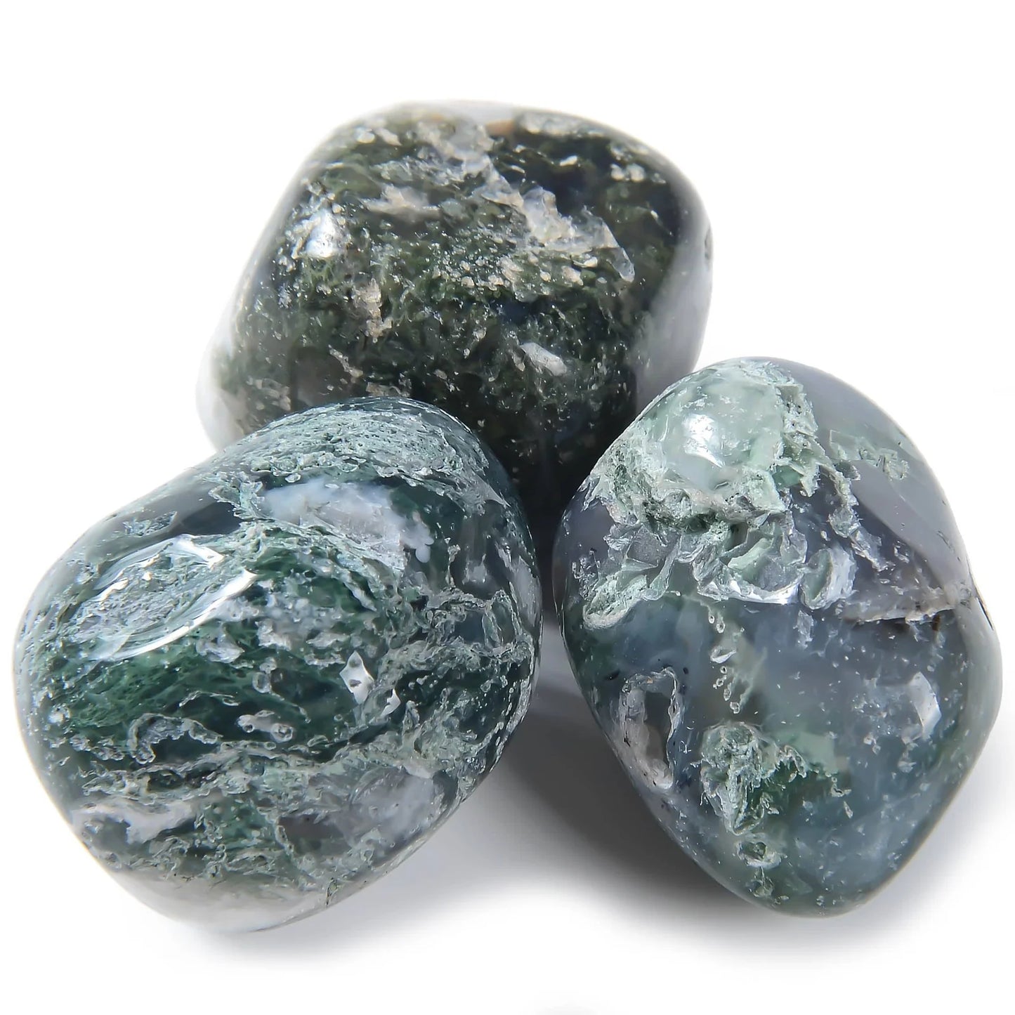 The Tranquil Misbaha: Natural Moss Agate - 33 Beads, 10mm