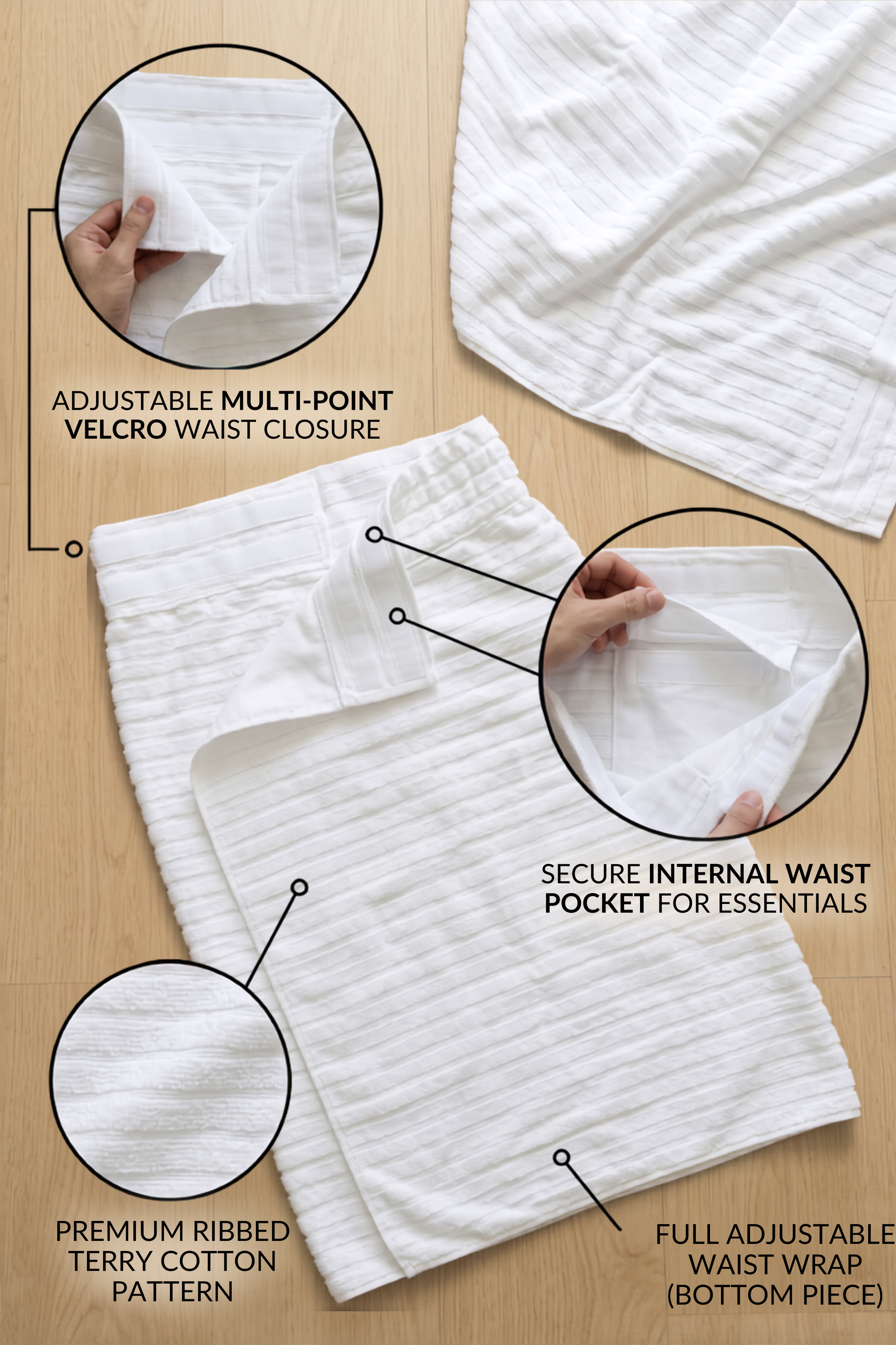 velcro ihram 2 peice with pocket