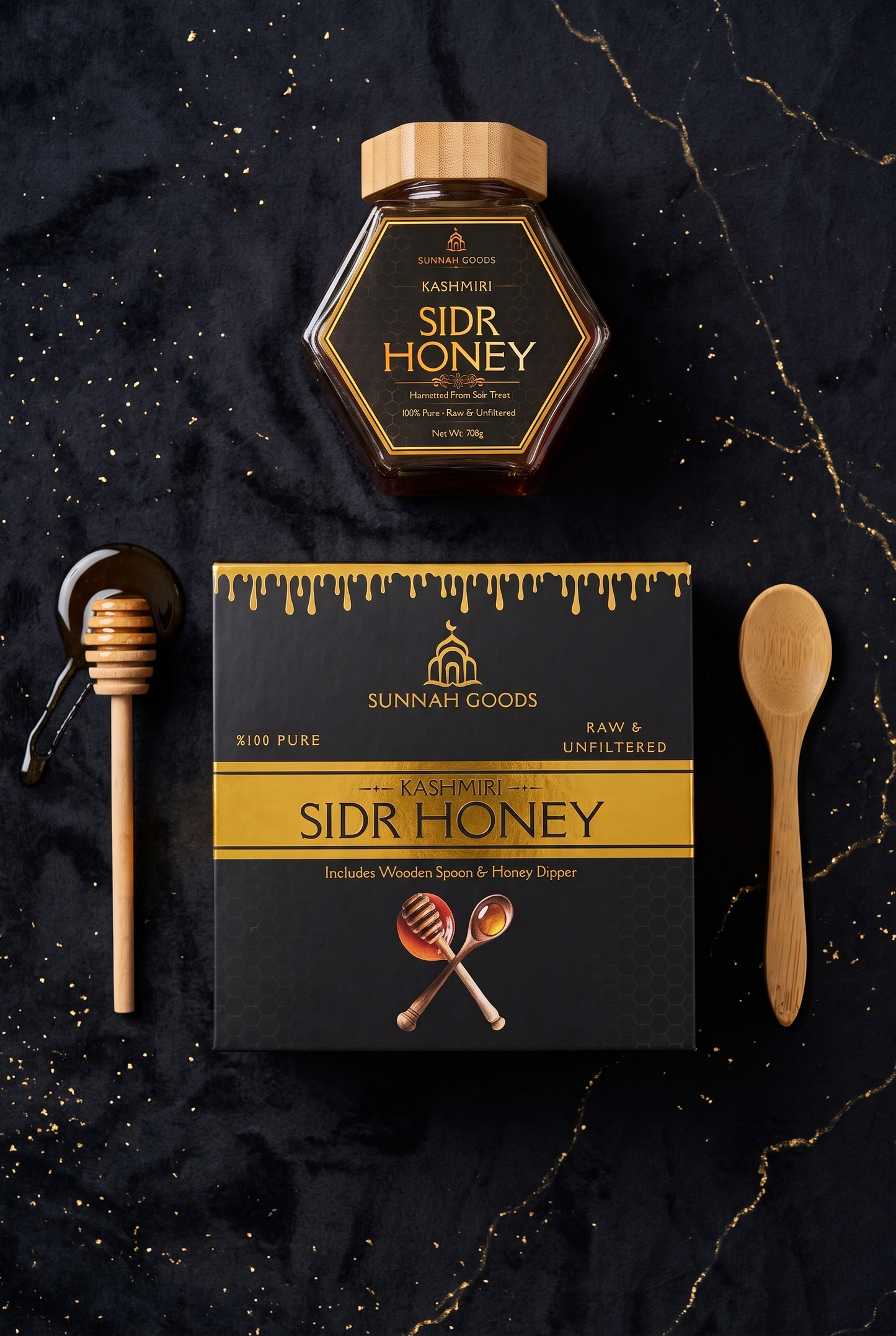 Raw Sidr Honey (Kashmiri) – Unpasteurized & Unfiltered, 500g Glass Jar