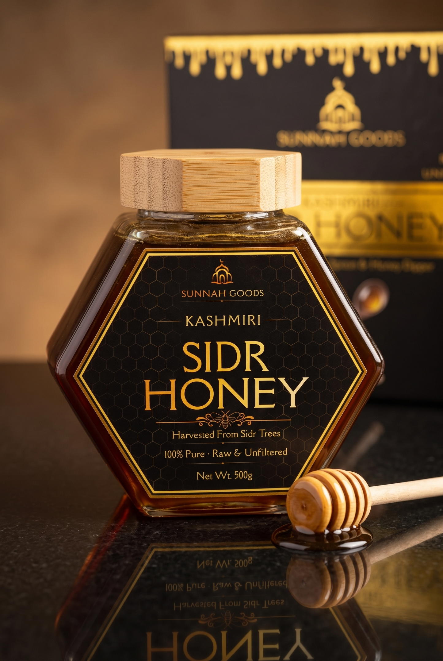 Raw Sidr Honey (Kashmiri) – Unpasteurized & Unfiltered, 500g Glass Jar