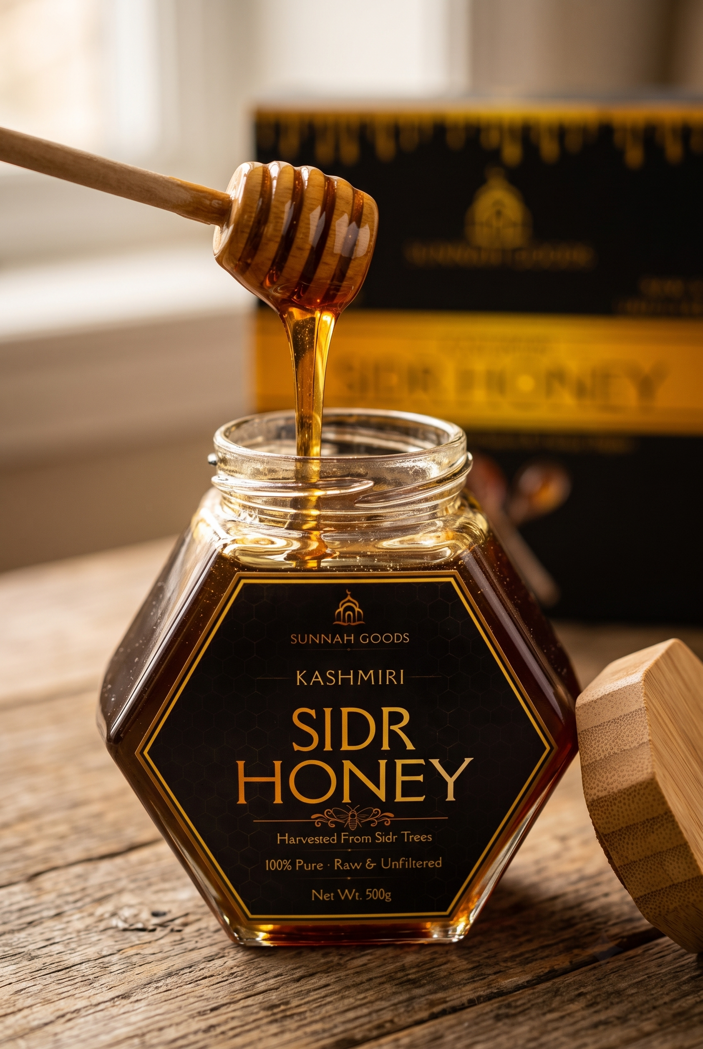 Raw Sidr Honey (Kashmiri) – Unpasteurized & Unfiltered, 500g Glass Jar